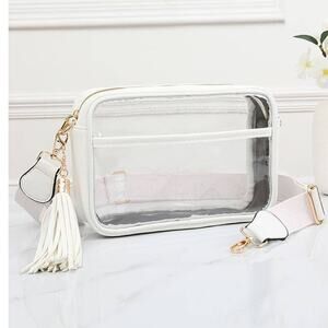 Clear Crossbody Camera Bag — White Trim